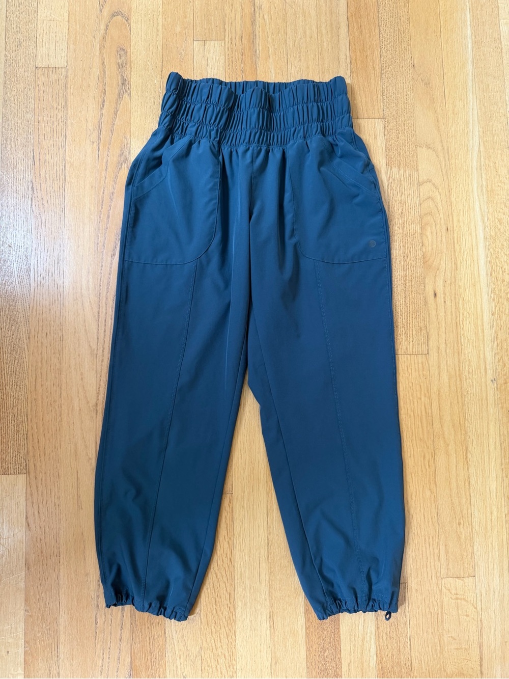 Apana Dark Teal Smocked-Waist Jogger Pants